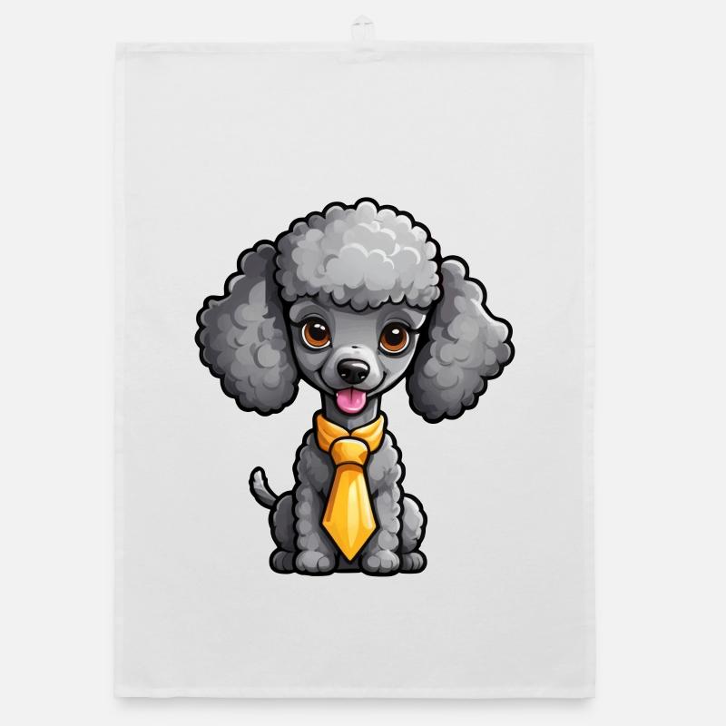 Caniche gris avec cravate Torchon bio