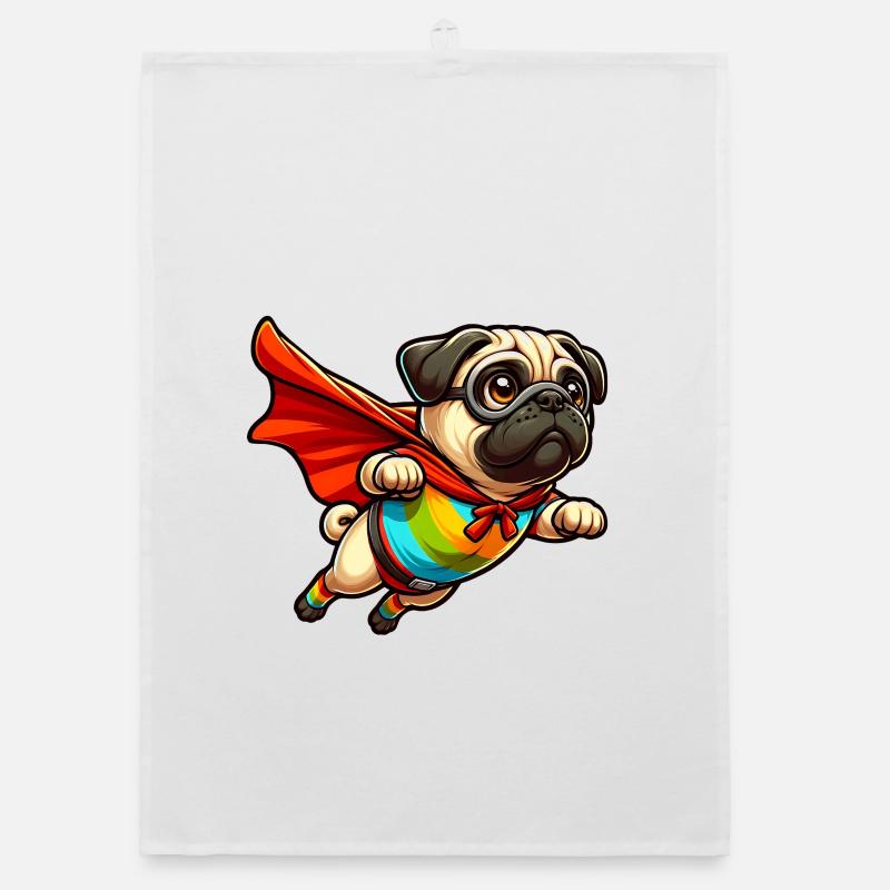 Superhelden-Mops Organic Geschirrtuch