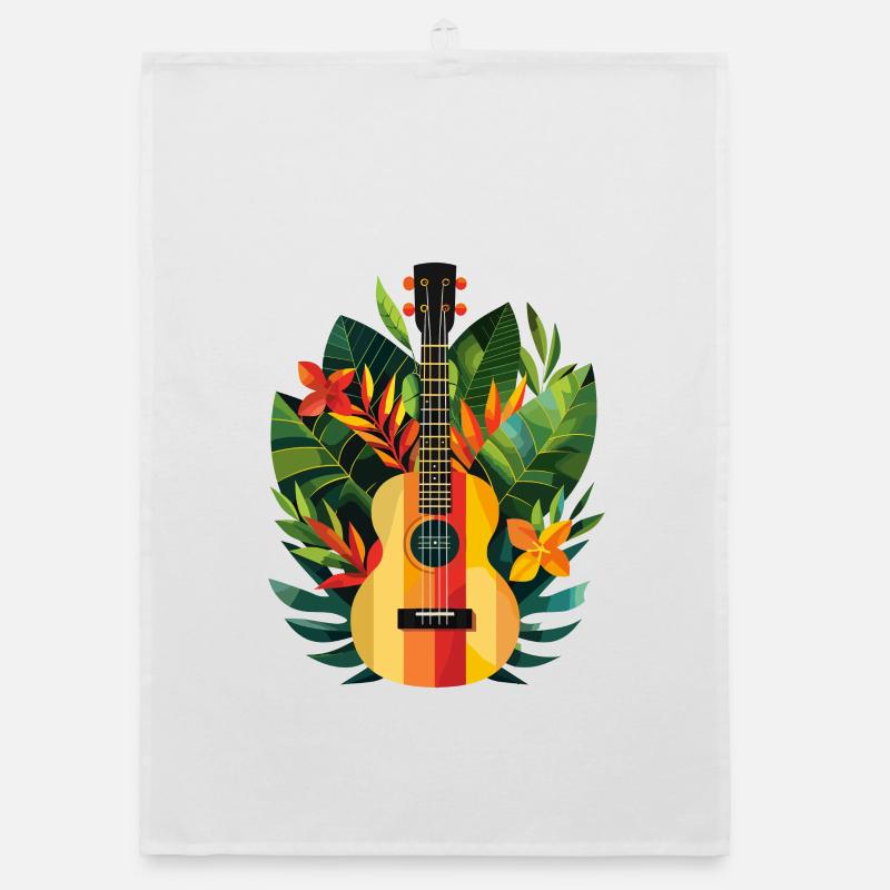 Ukulele Comic Look Organic Geschirrtuch