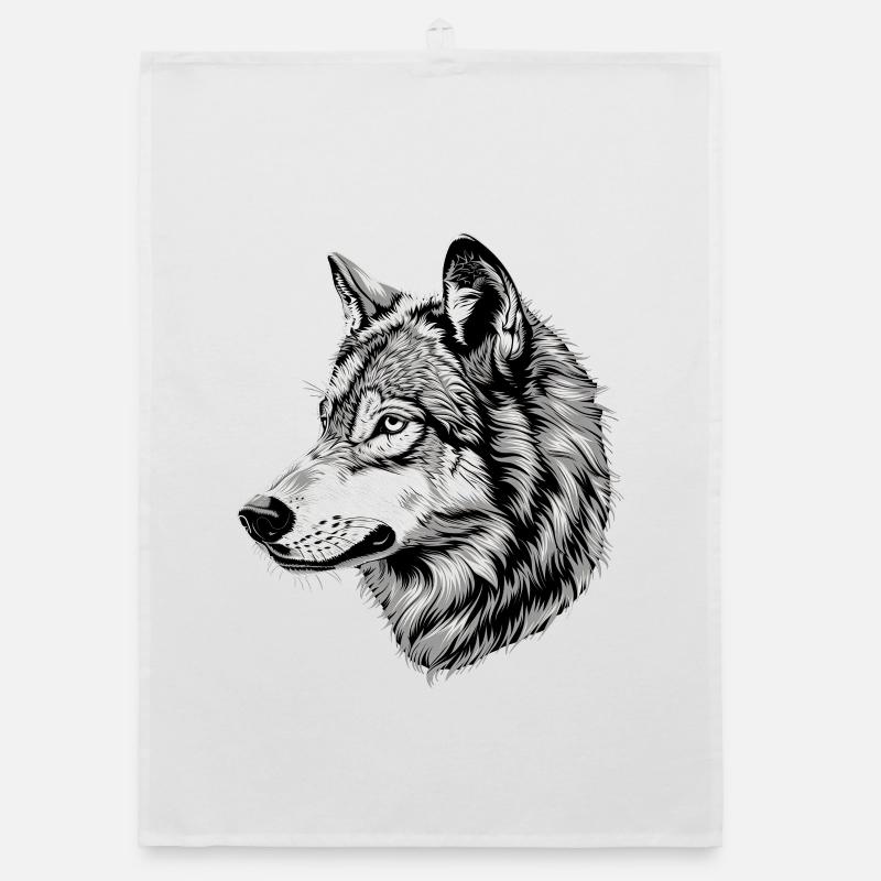 Loup Motif Loups Wolf Pack Gris Wolfhound Wolf Torchon bio