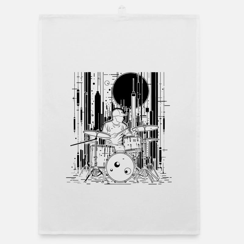 Drummer Sketch Organic dish towel