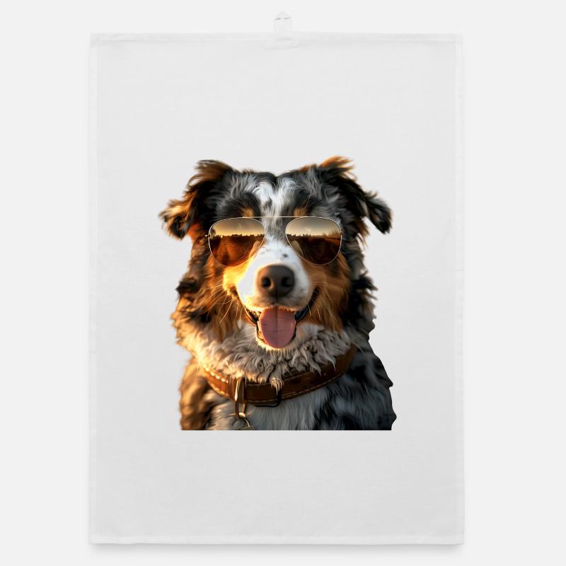 Australian Shepherd Hunde Liebhaber Süßer Aussie - Organic Geschirrtuch - Weiß