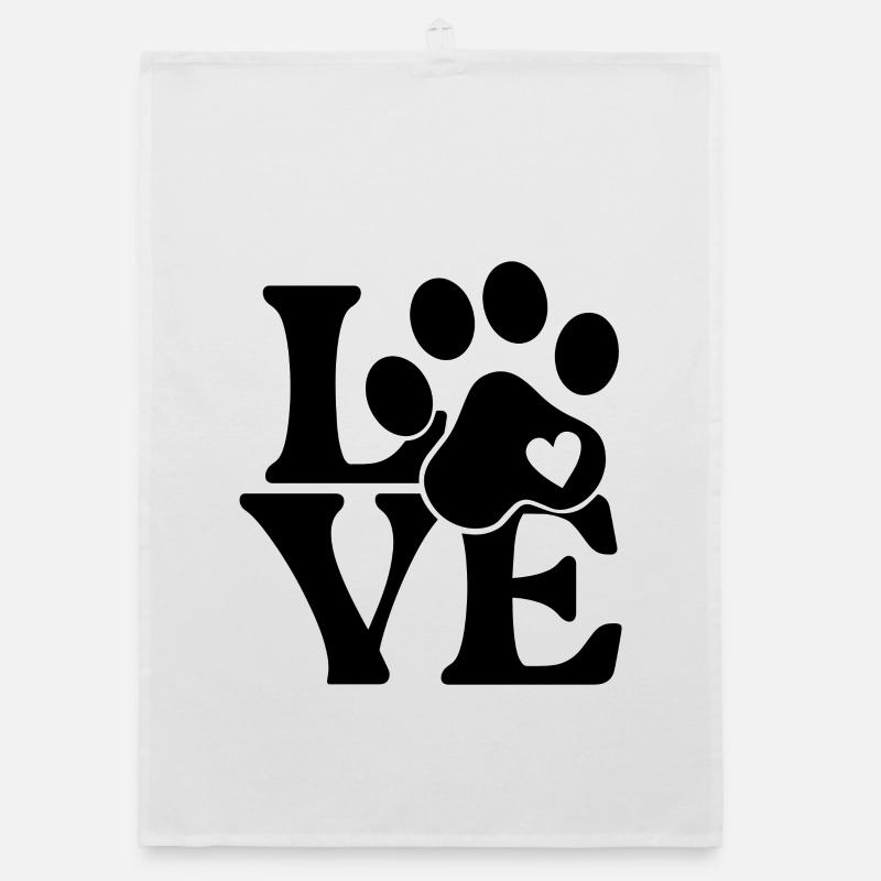Amour pour les chiens Empreinte de patte - Torchon bio - blanc