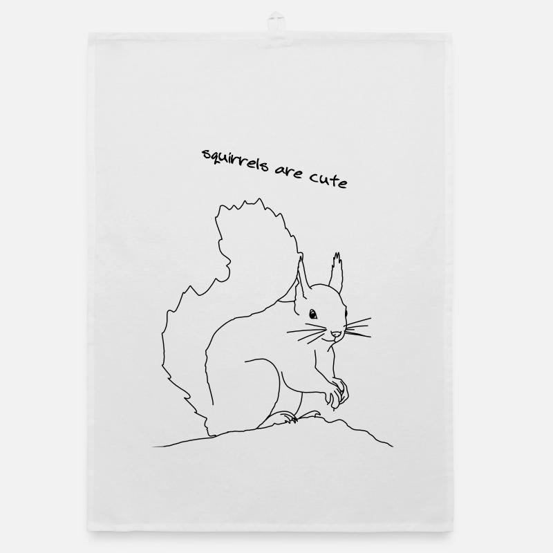 Eichhörnchen süß, lineart Organic Geschirrtuch