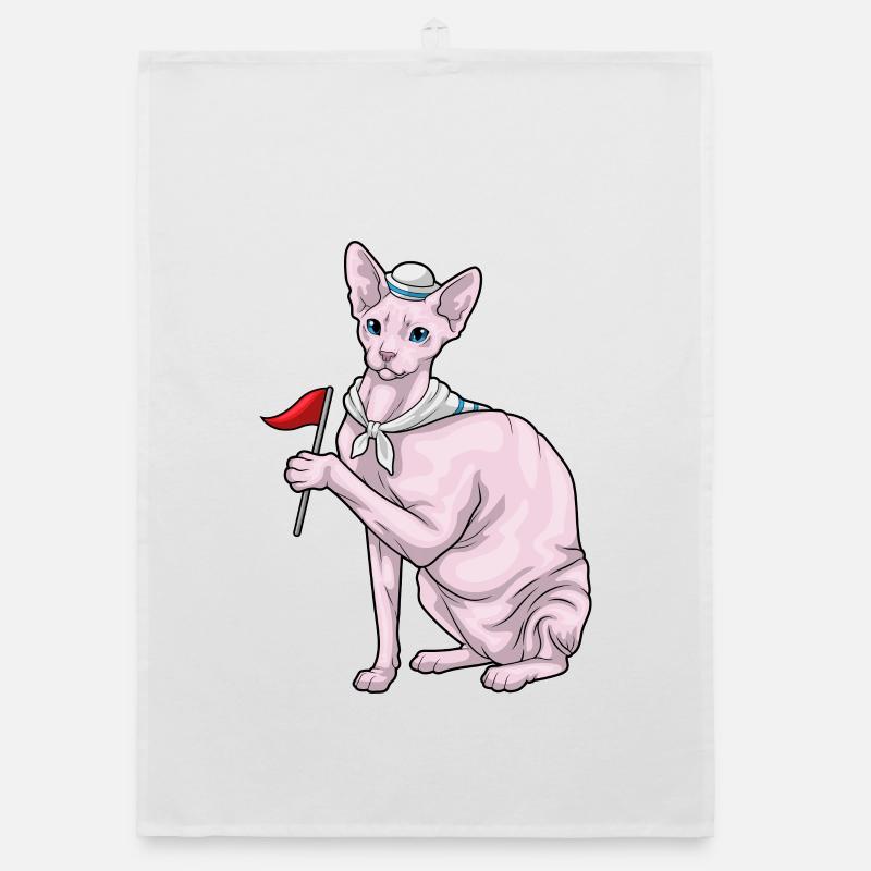 Sphynx Cat Sailor Flag Torchon bio