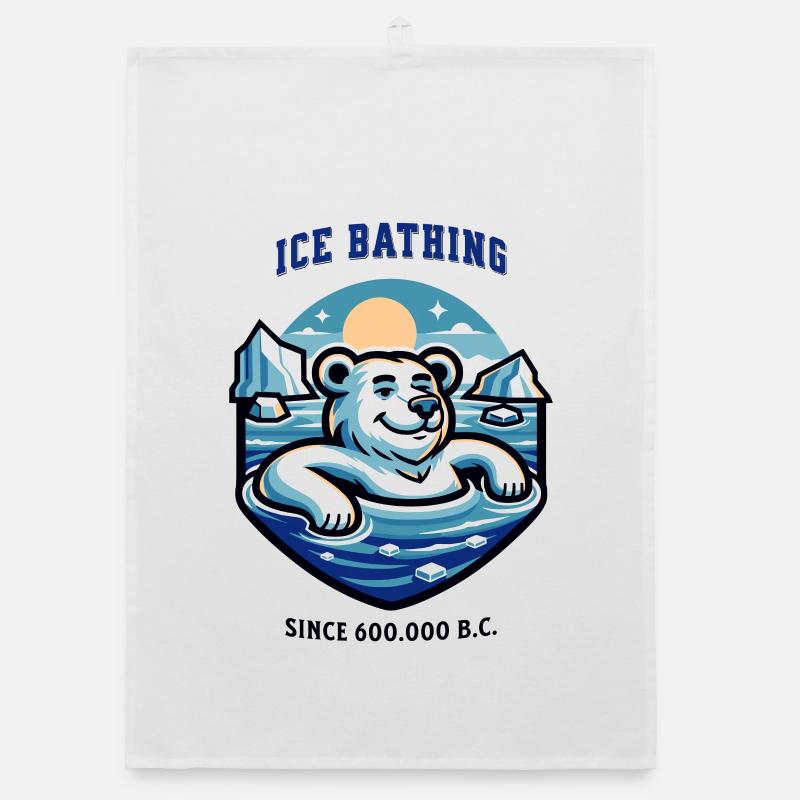 relaxed polar bear while bathing funny saying Organic dish towel