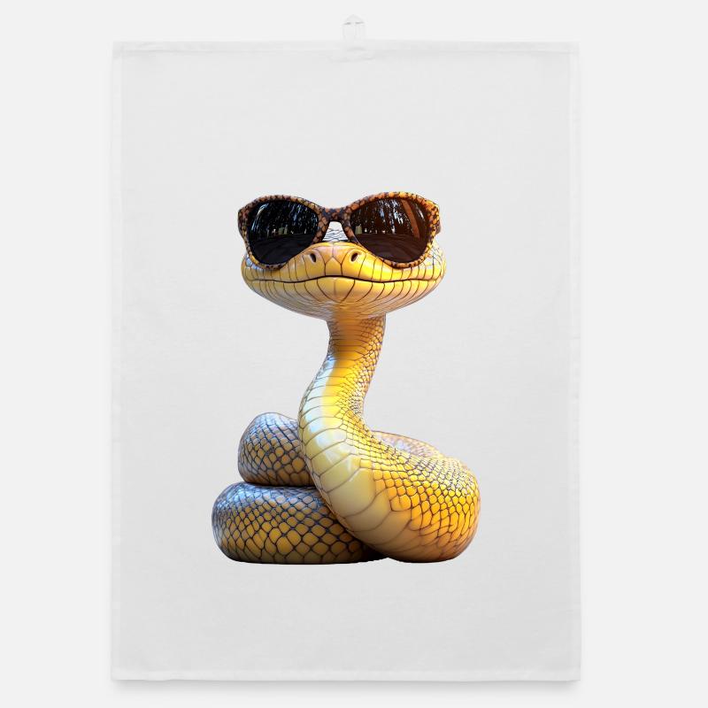 Schlange Python Kobra Mamba Klapperschlange Snake - Organic Geschirrtuch - Weiß