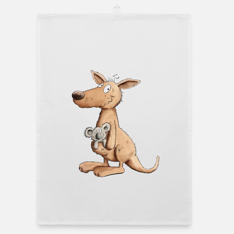 Drolliges Känguru Mit Koala Bär Im Beutel Organic Geschirrtuch