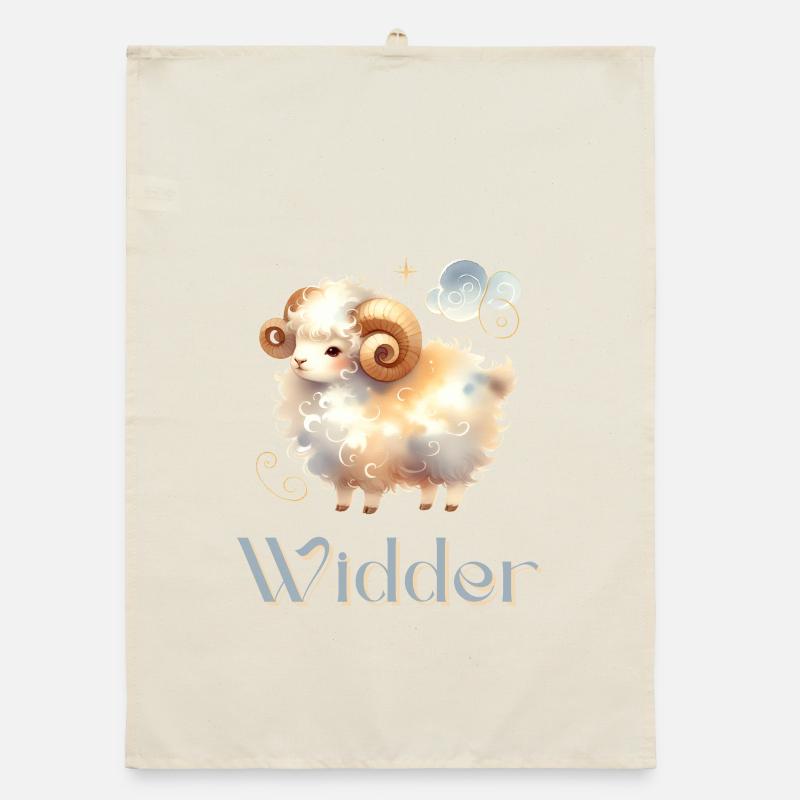 Elegantes Widder Sternzeichen Aquarell Geschenk Organic Geschirrtuch