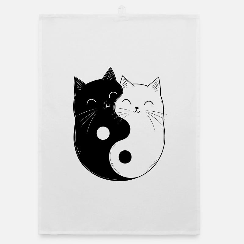 Yin et Yang Chats Chat Propriétaire Bouddhisme Graphique Torchon bio