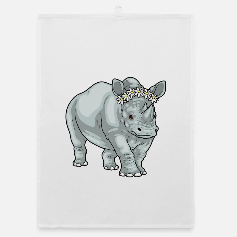 Nashorn Gänseblümchen  Organic Geschirrtuch