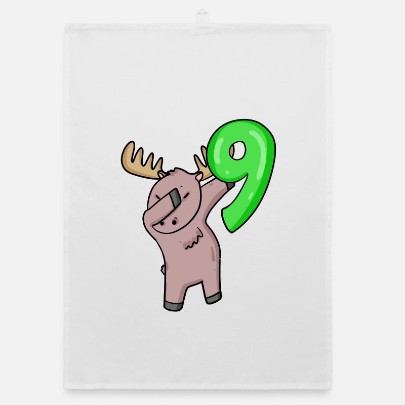 9th Birthday Moose - 9 Years Organic dish towel