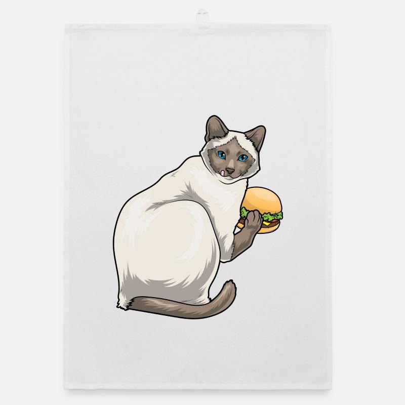 Siamese Cat Cheeseburger Organic dish towel
