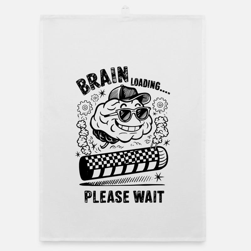 Brain Loading Funny Intelligent Humor Progress Art Organic dish towel