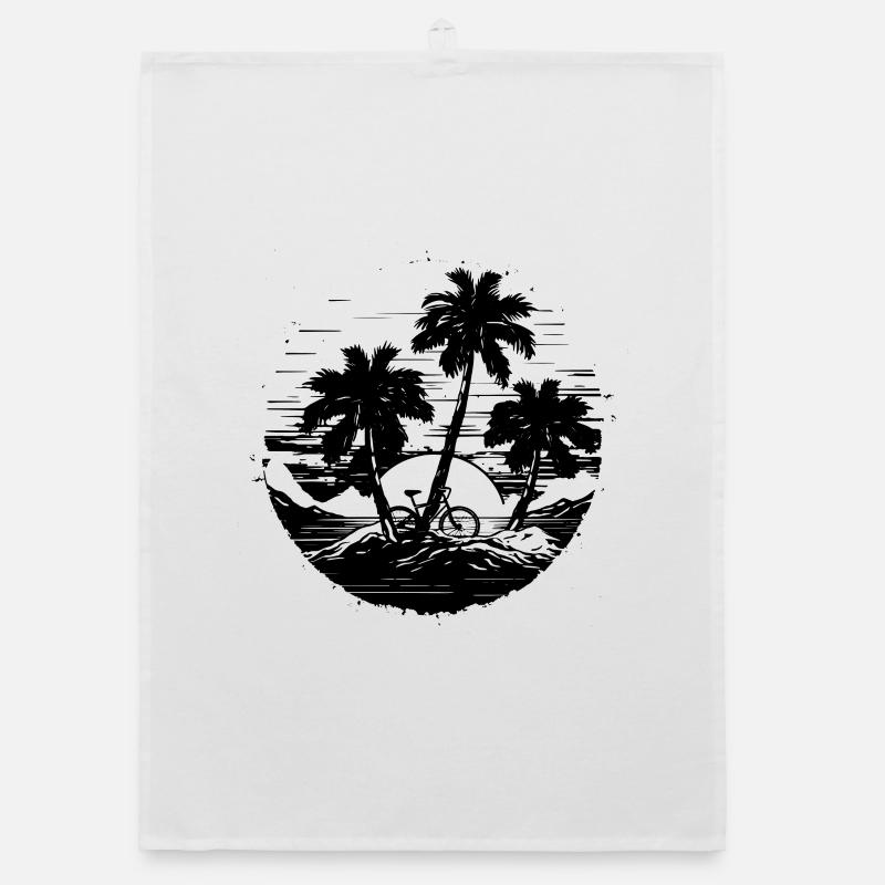 Mountain biking illustration Organic dish towel