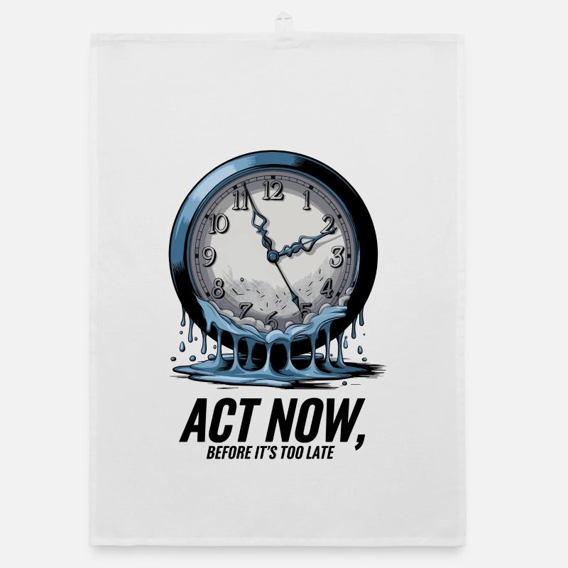 Melting Clock Act Now Conscience climatique Art Torchon bio