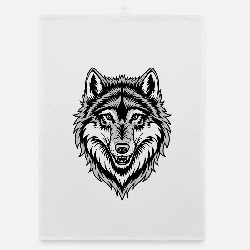 Wolf Kostüm blauer Wolfskopf Werwolf und Organic Geschirrtuch