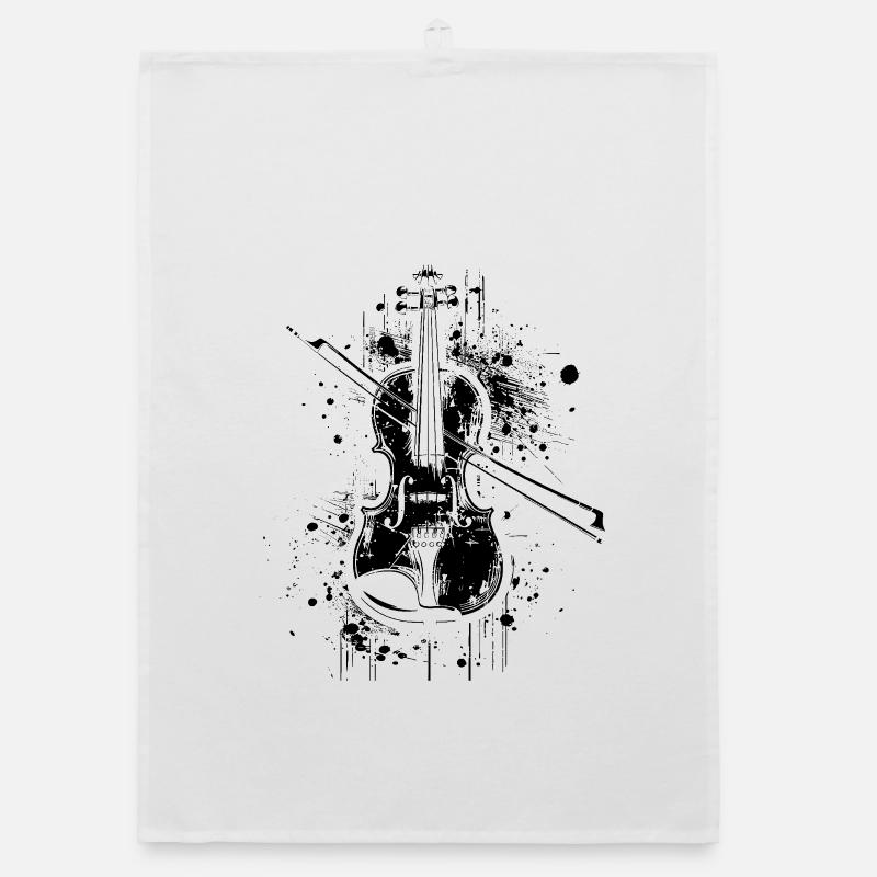 Violin Drawing Organic dish towel