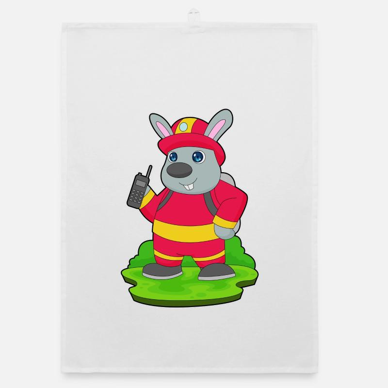 Rabbit Firefighter Fire Brigade Organic dish towel