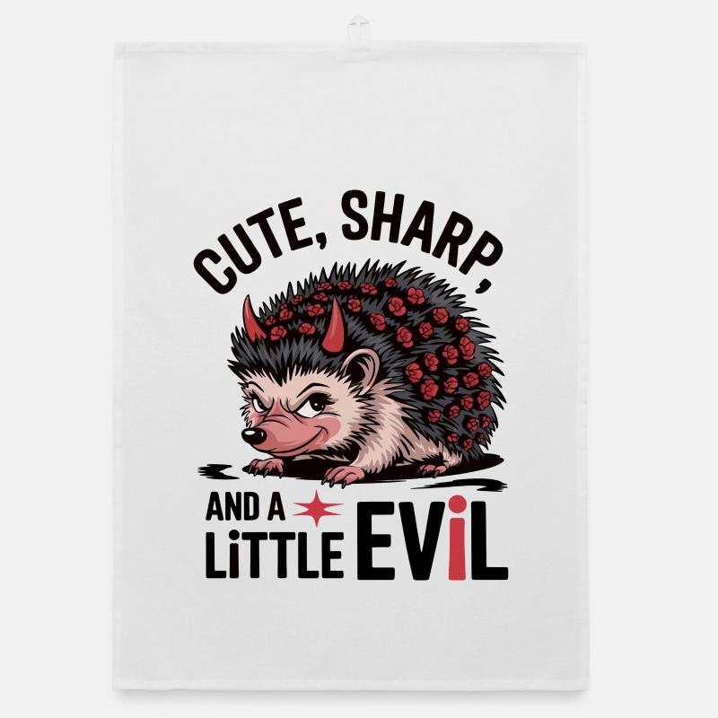 Cute, Sharp, and a Little Evil Hedgehog Organic dish towel