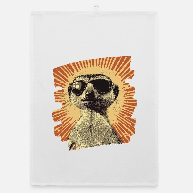 Erdmännchen Retro - Organic Geschirrtuch - Weiß