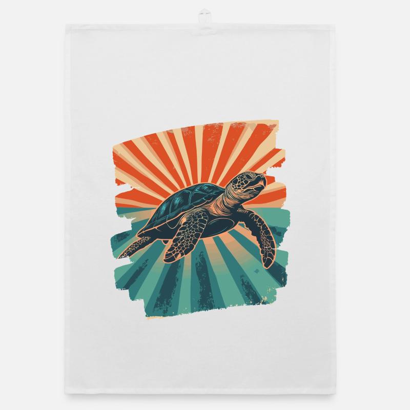 Tortue de mer rétro Torchon bio