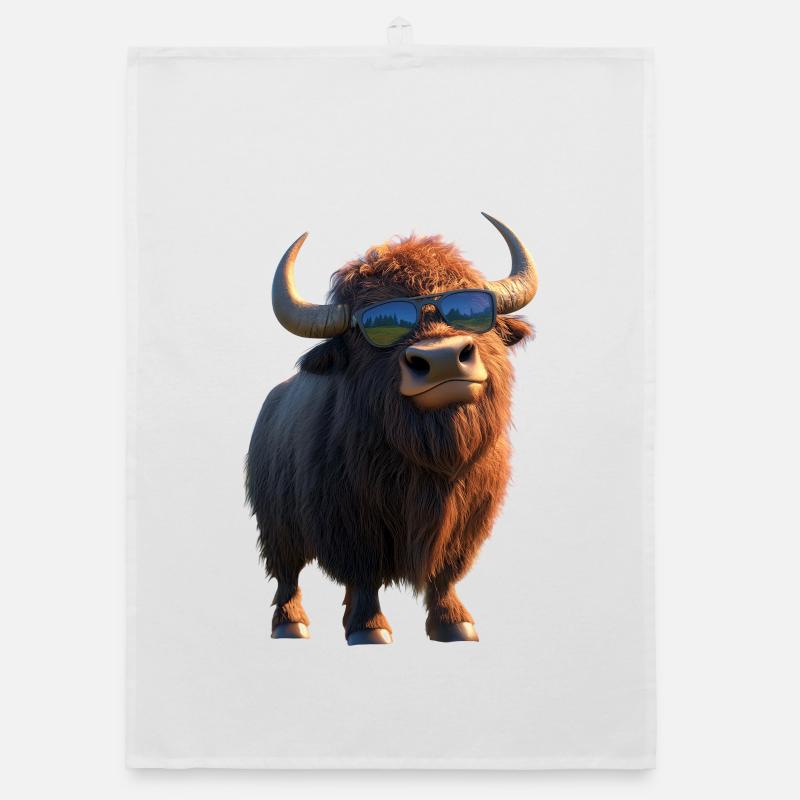 Bison, Bison, Wild Cattle, Buffalo, American Bison Organic dish towel