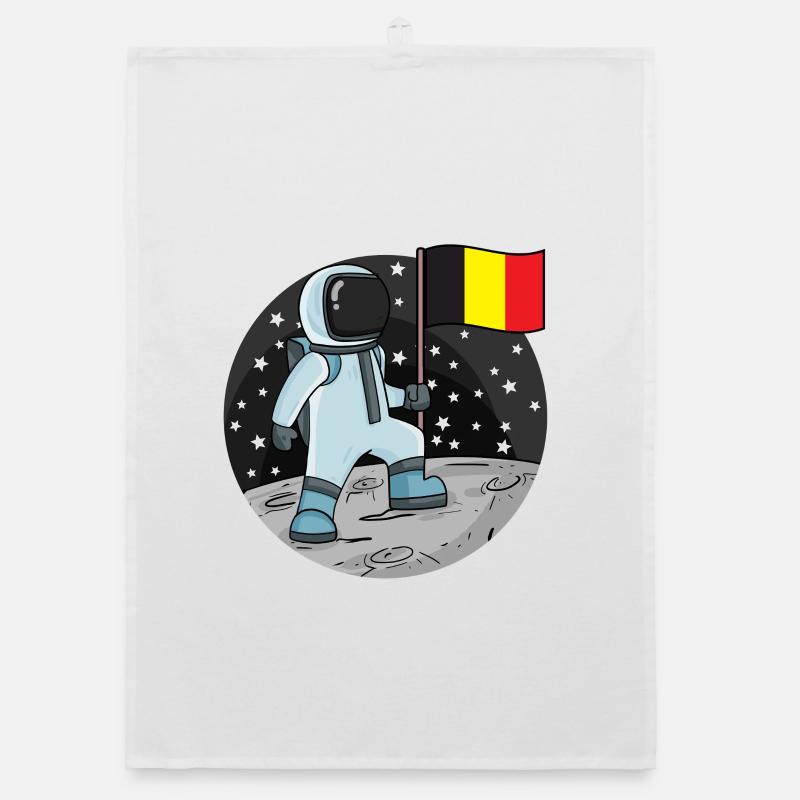 Astronaute avec drapeau belge dans l’espace Torchon bio