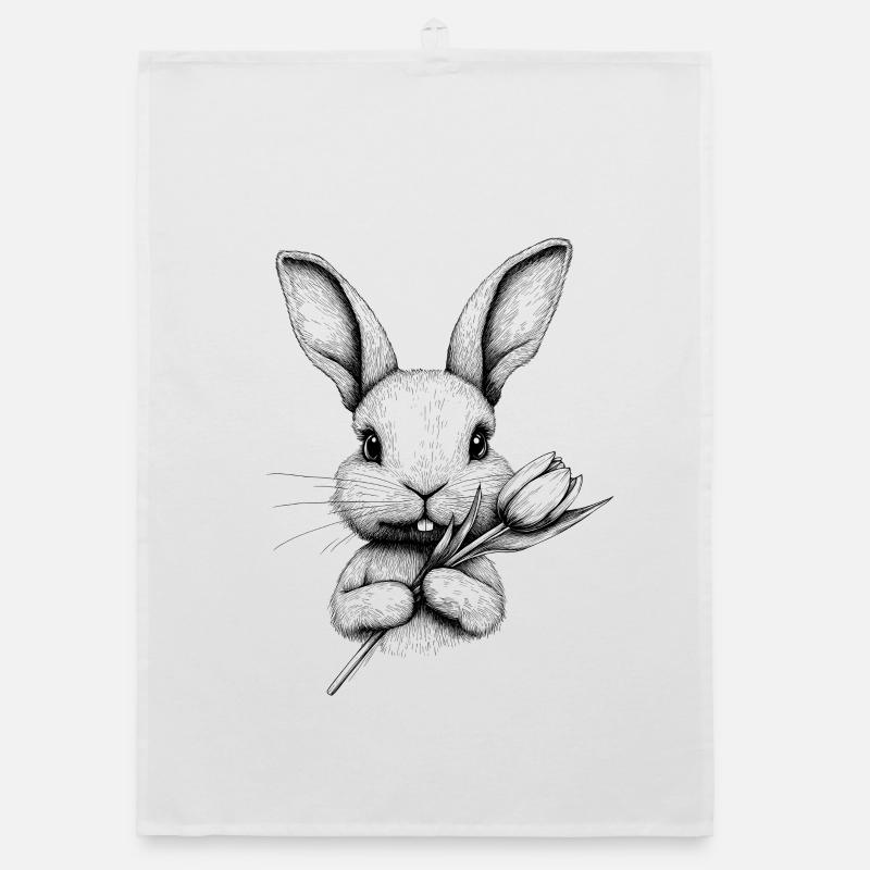 Bunny Flower Bunny Cottagecore Easter Spring Organic dish towel