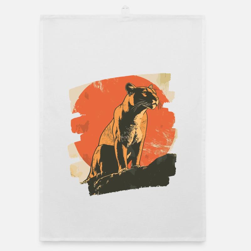 Lion from mountain Retro - Organic Geschirrtuch - Weiß