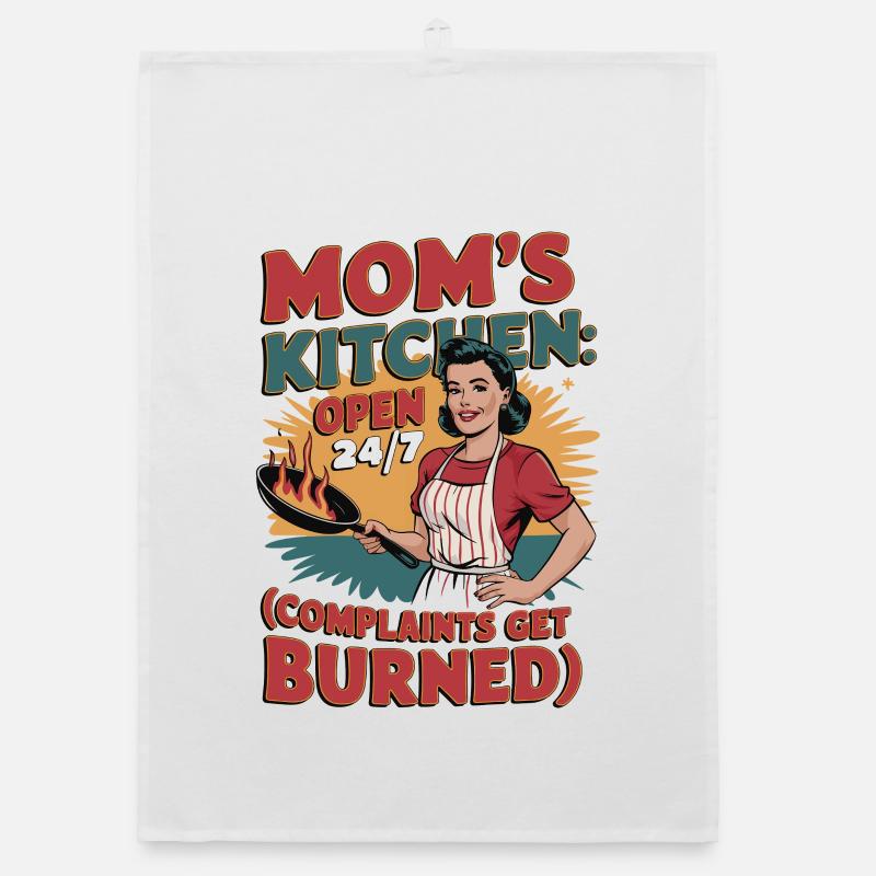 Mom's Kitchen Shirt | Open 24/7 Funny Design Organic dish towel
