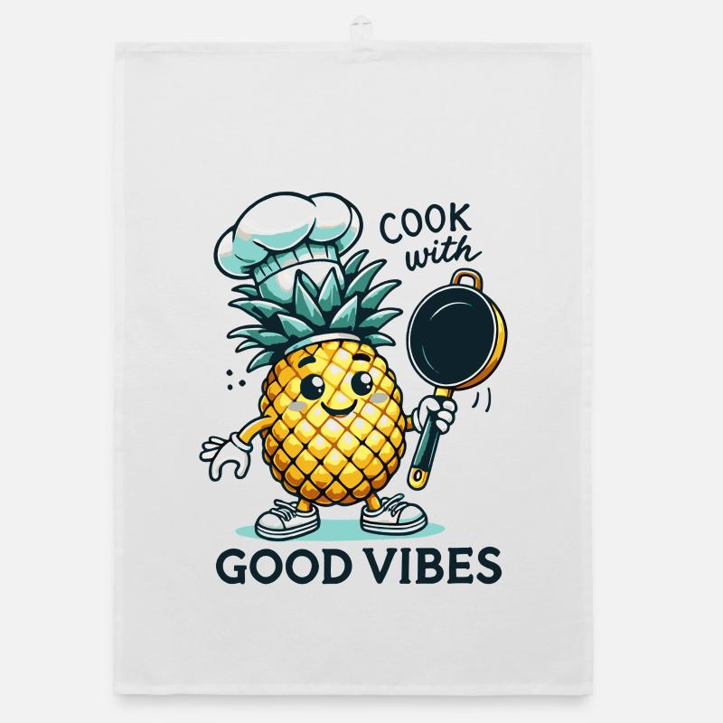 Cook with Joy Pineapple Chef Happy Cooking Organic dish towel