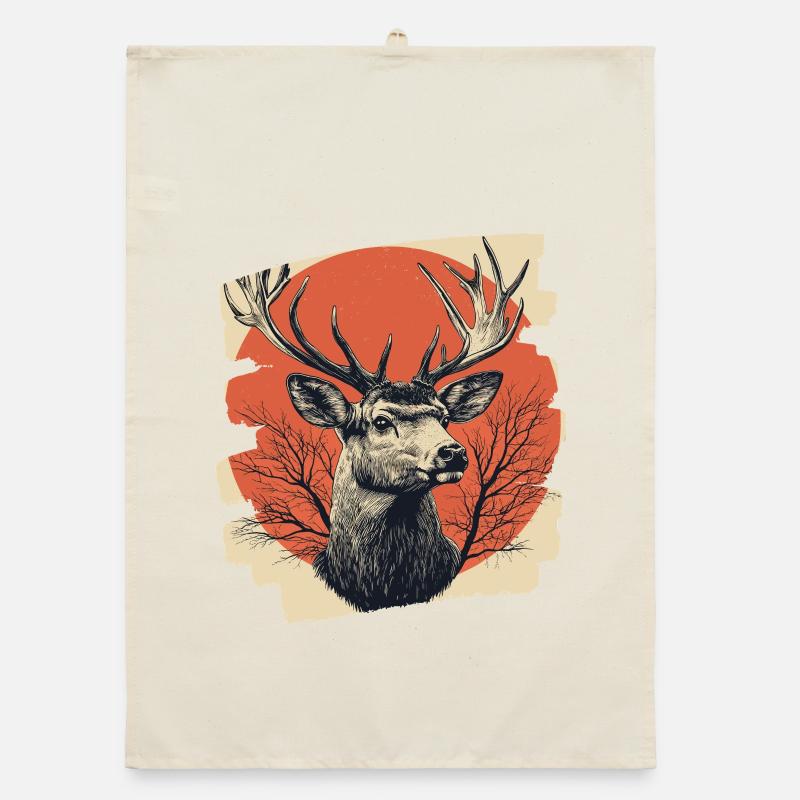 Cerf avec bois Torchon bio