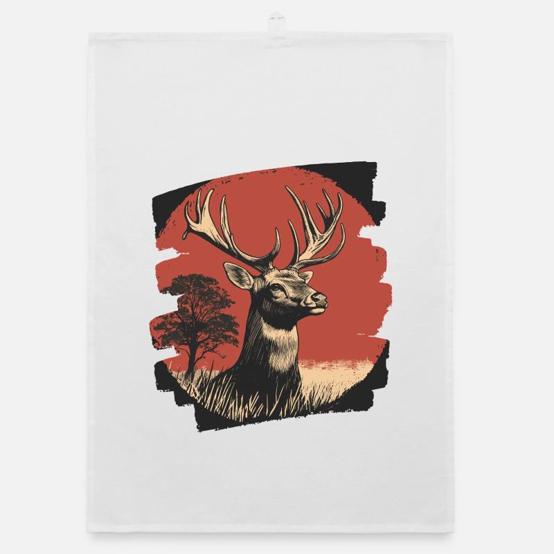Hirsch mit Geweih Organic Geschirrtuch