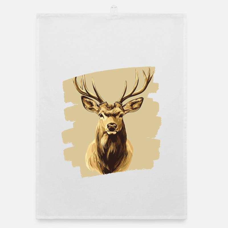 Hirsch mit Geweih Organic Geschirrtuch