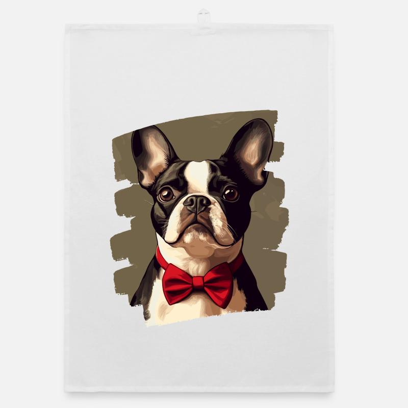 Boston Terrier - Organic Geschirrtuch - Weiß