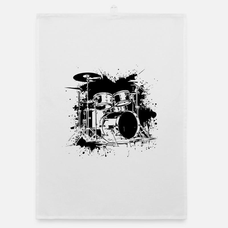 Drum Kit Drawing Organic dish towel