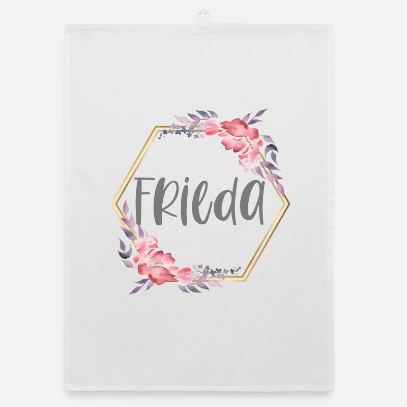 Frieda Mädchen Name personalisiertes Geschenk Organic Geschirrtuch