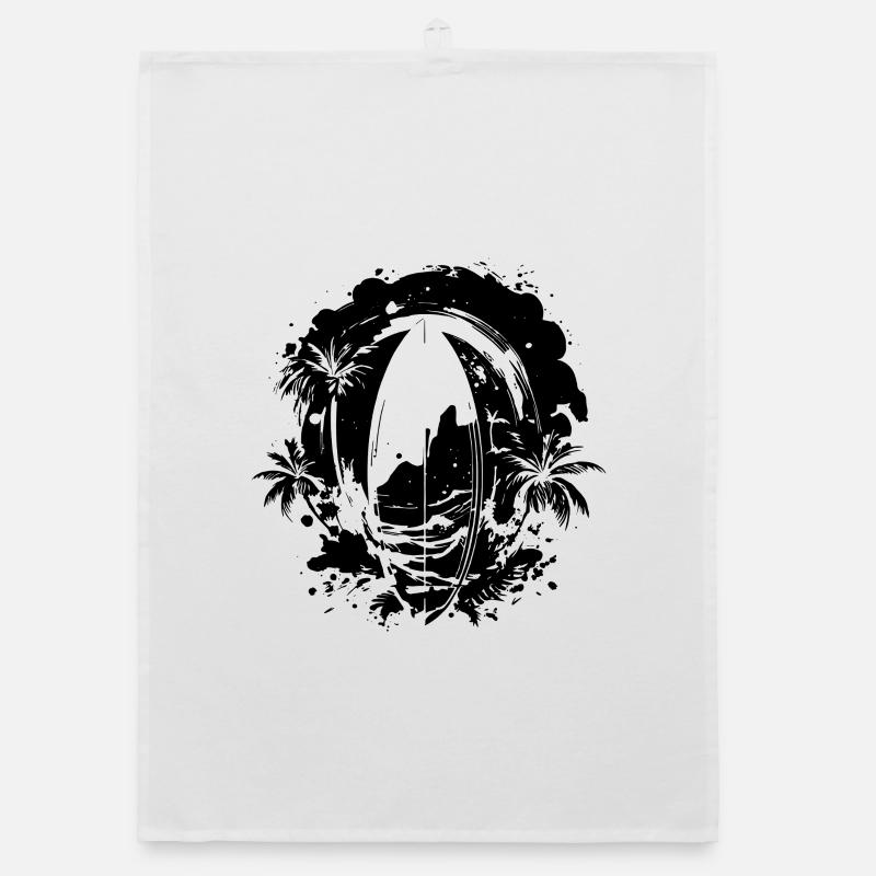 Surfboard Drawing Organic dish towel