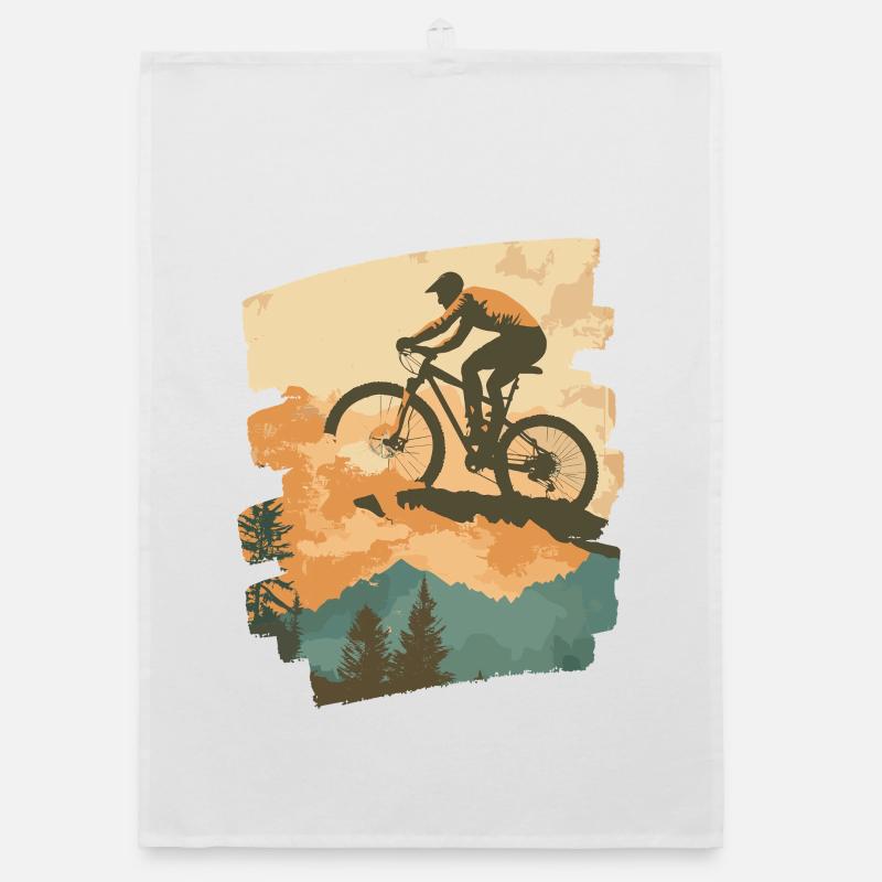 Mountain bikers MTB Mountains Cycling Organic dish towel