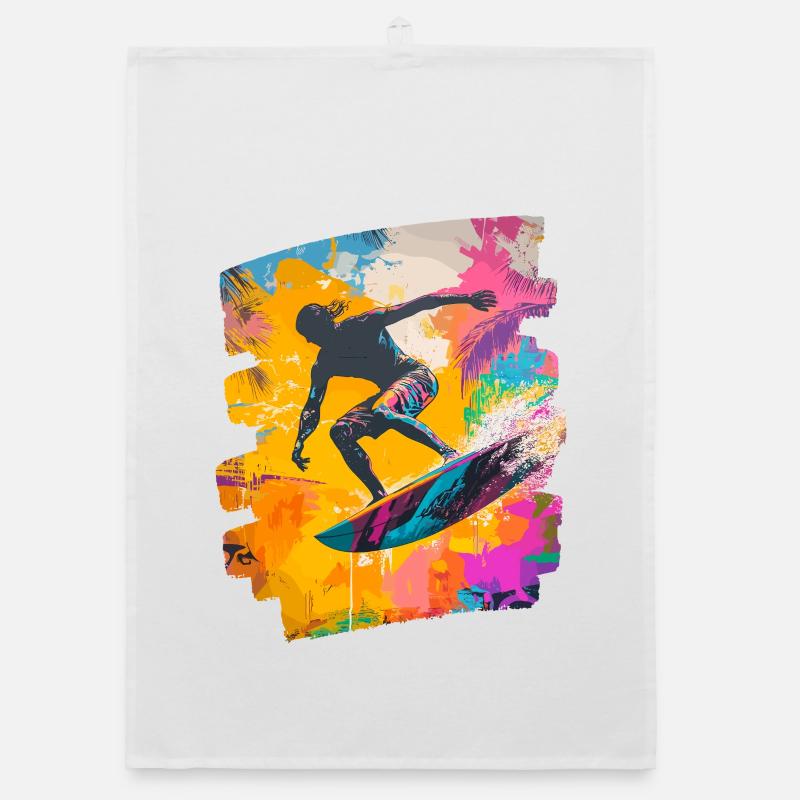 Surfer Surfing Surfboard Surfing Organic dish towel