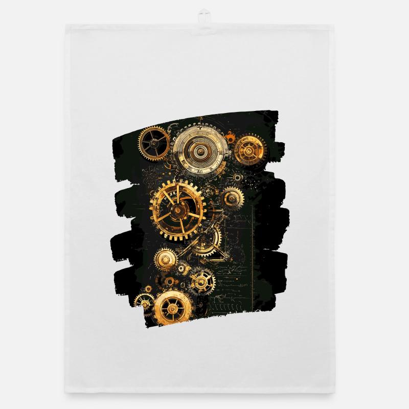 Steampunk Clockwork Organic dish towel