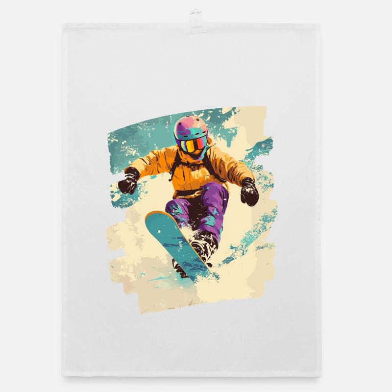 Snowboarder poudreuse Torchon bio