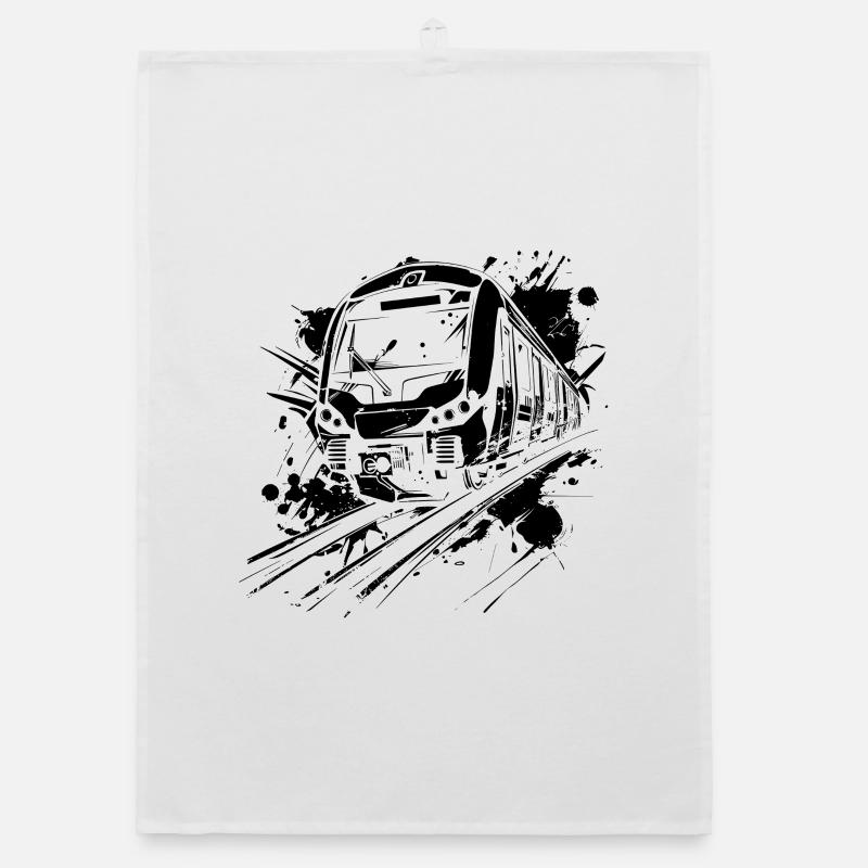 Eisenbahn Farbklecks Organic Geschirrtuch