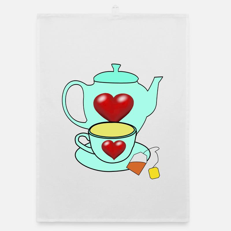 Breakfast Teapot Tea Cup Morning Organic dish towel
