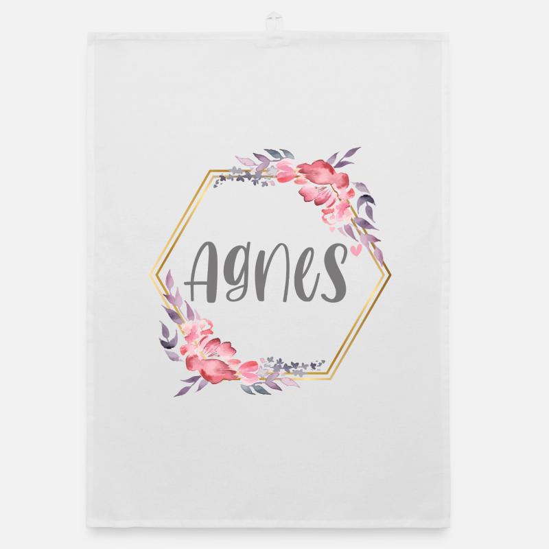 Agnes Mädchen Name personalisiertes Geschenk Organic Geschirrtuch