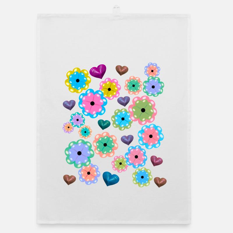 Spring Beginning Spring Flowers Flower Heart Hearts Organic dish towel