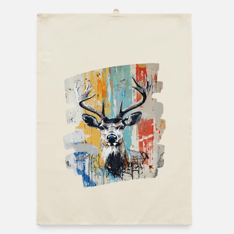 Hirsch mit Geweih Organic Geschirrtuch