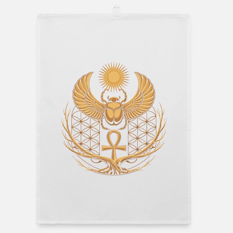 Winged Scarab with Ankh & Solar Disk Organic dish towel