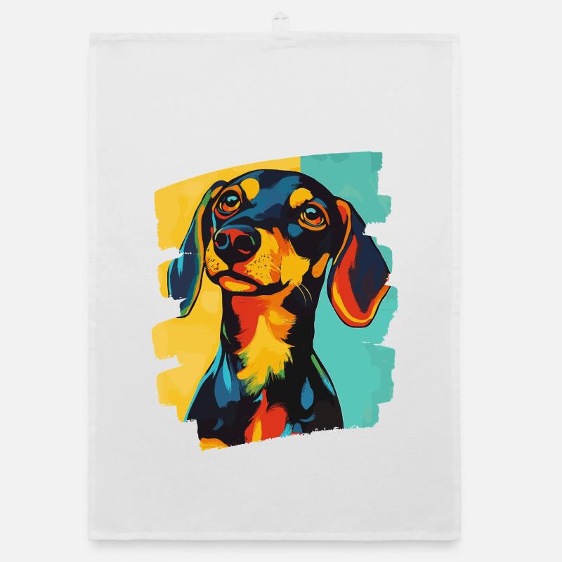 Dackel Dachshund - Organic Geschirrtuch - Weiß